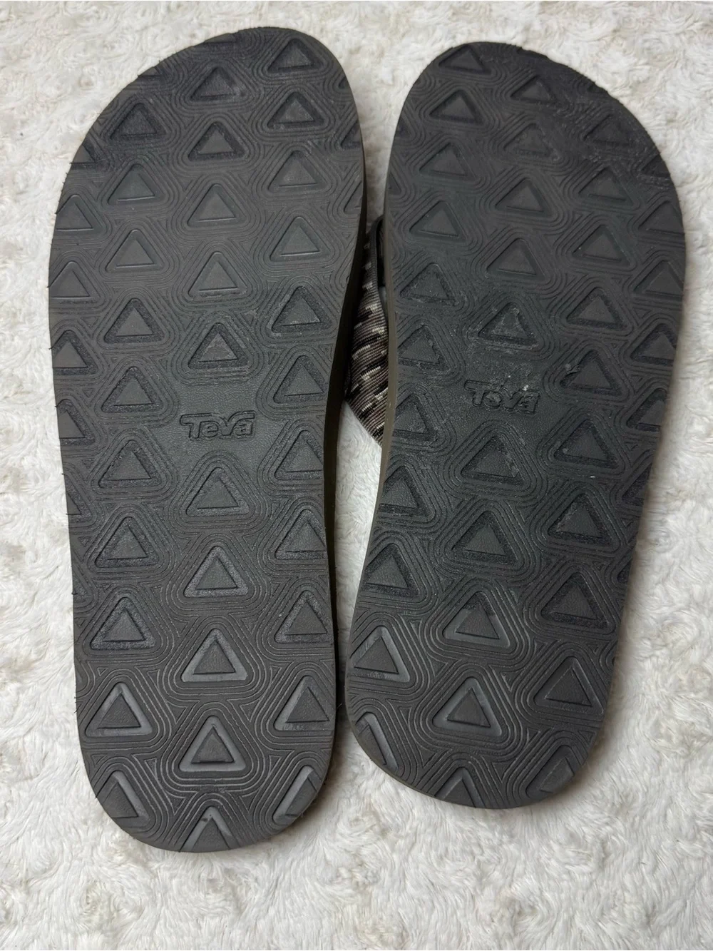 Teva Black Flip-Flops with Gray Patterned Straps